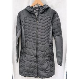 Columbia Women's Oyanta Trail Long Hybrid Coat M Black Gray Thermal Coil Hooded